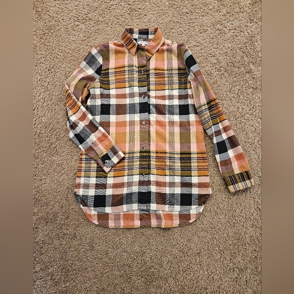 Madewell Classic Ex-Boyfriend Shirt in Coral Seconda Plaid, Size XS - Picture 7 of 10